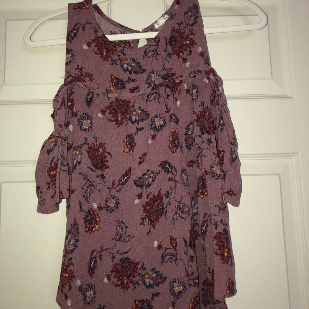 Purple Floral Tank with Sleeves
